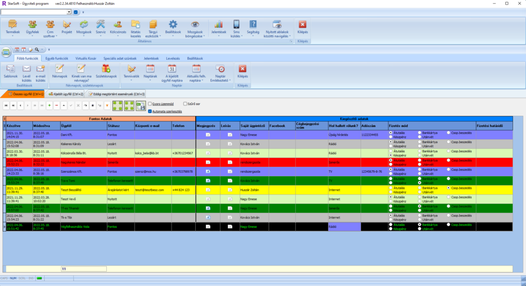 CRM rendszer, CRM szoftver