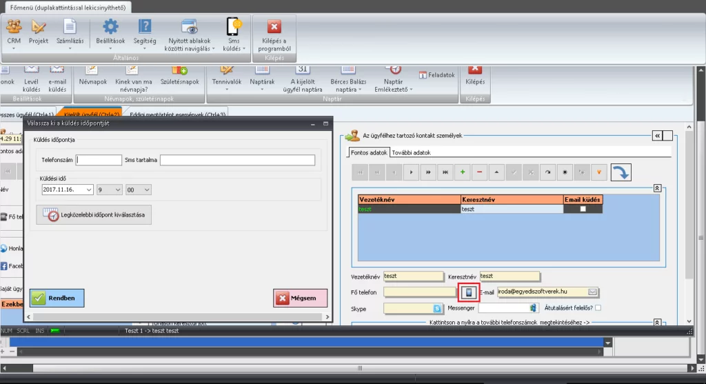 Egyszer? SMS küldés a CRM rendszerb?l Egyszer? SMS küldés a CRM rendszerb?l