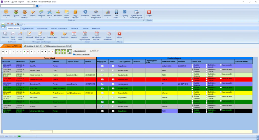 CRM rendszer, CRM szoftver